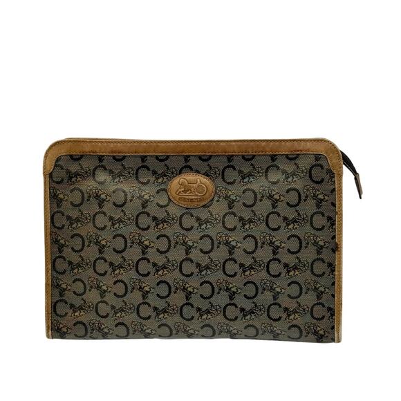 Celine Vintage Horse Carriage Clutch*Canvas and Leather - Picture 1 of 15